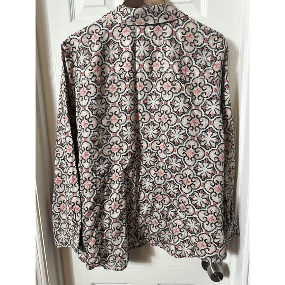 Foxcroft Top Button Up Shirt Womens 18W Blue Red Print Wrinkle Free Workwear - Picture 6 of 7